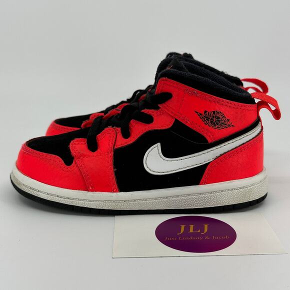 Air Jordan 1 Mid TD 'Infrared 23' Toddler Sneakers 640735-061 Size 8C - Picture 5 of 11